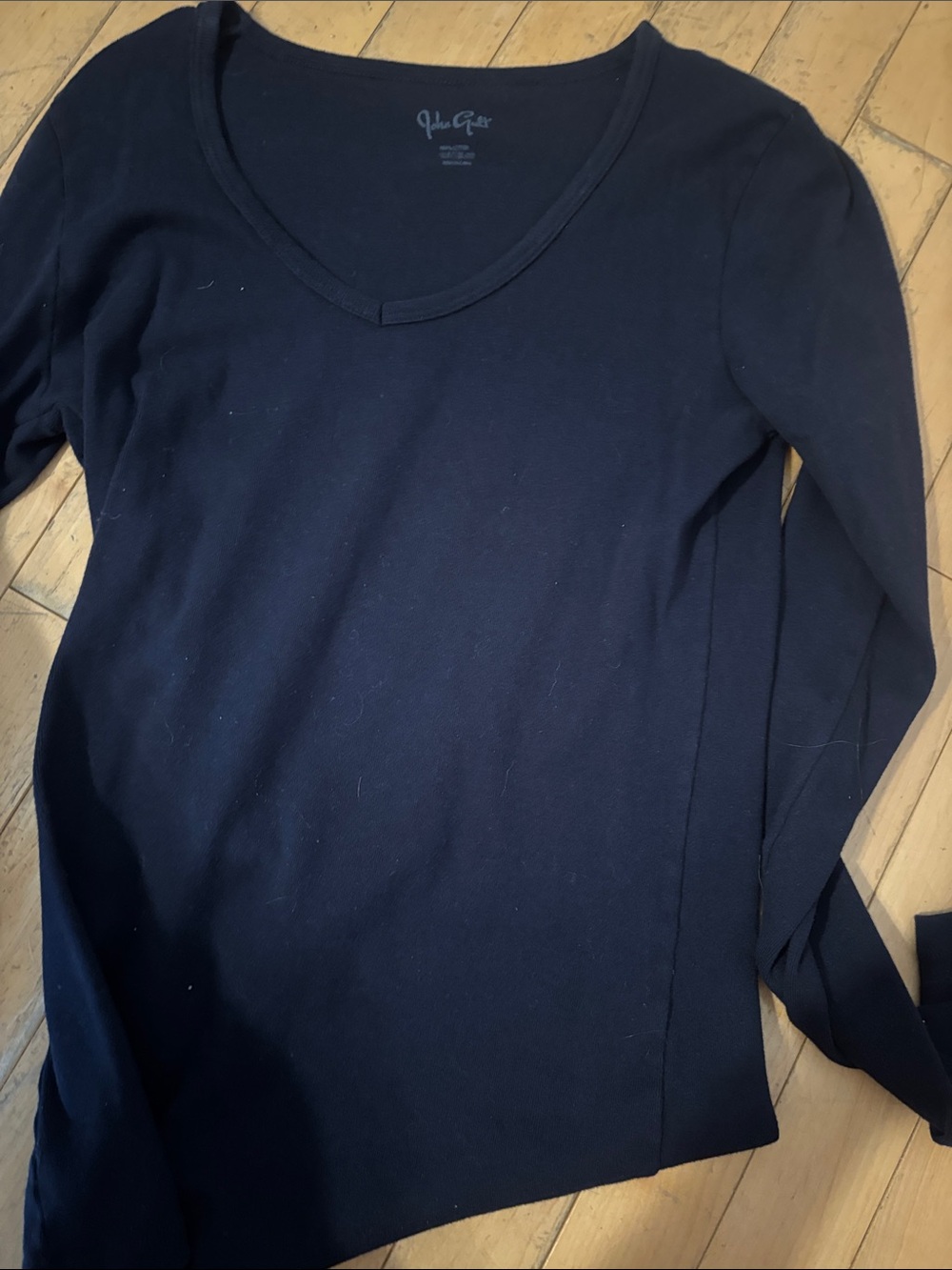 Brandy Melville Navy Blue Long Sleeve V-Neck Top